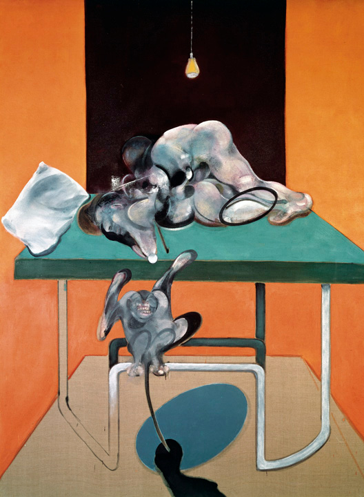 Decorative image: Francis Bacon's oil on canvas painting Two Figures with a Monkey, 1973.