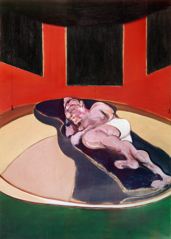 Francis Bacon's oil on canvas painting Lying Figure, 1961.