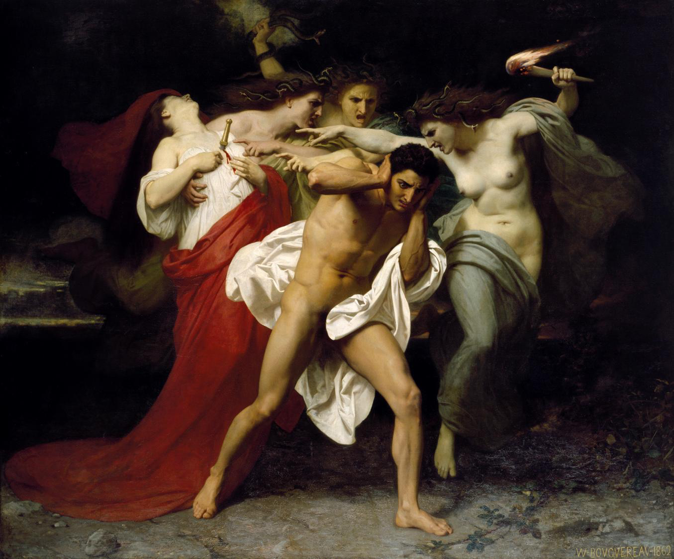 William-Adolphe Bouguereau, Orestes Pursued by the Furies, 1862