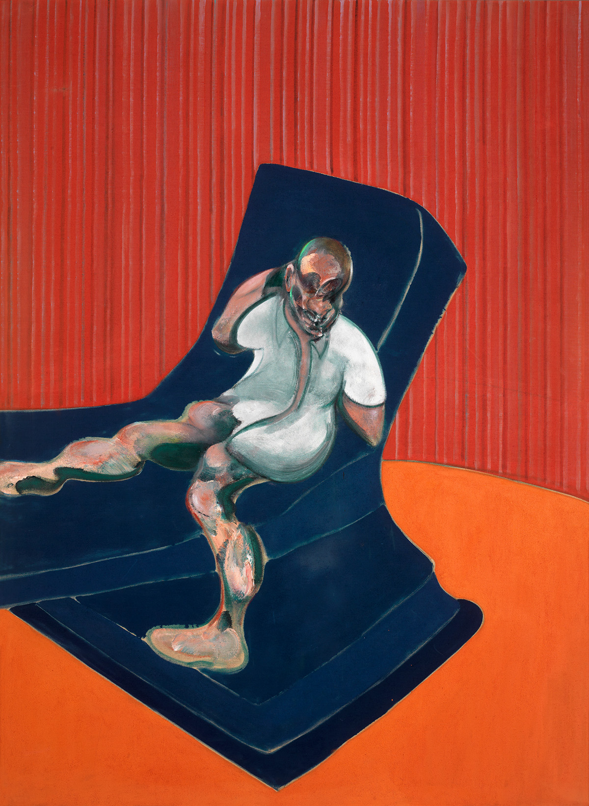 SEATED FIGURE ON COUCH, 1962. Oil and sand on canvas. CR no. 62-10. © The Estate of Francis Bacon / DACS London 2022. All rights reserved.