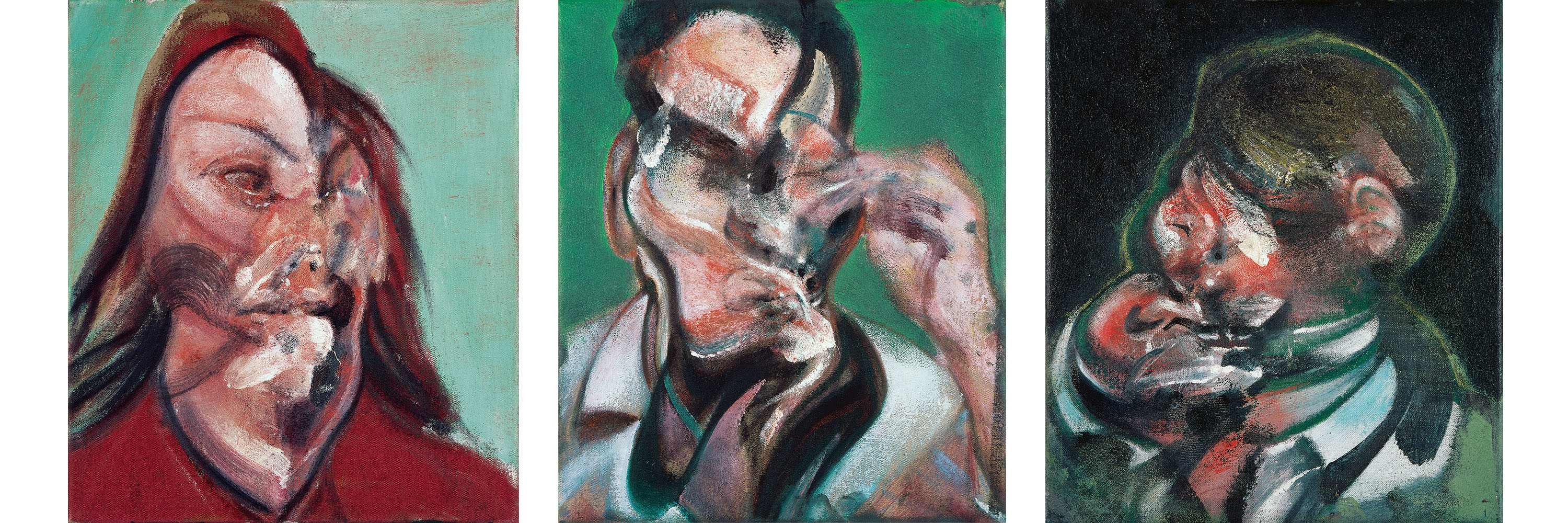 Three Studies for Portraits: Isabel Rawsthorne, Lucian Freud and J. H., 1966. Oil on canvas. CR no. 66-08. © The Estate of Francis Bacon / DACS London 2022. All rights reserved.
