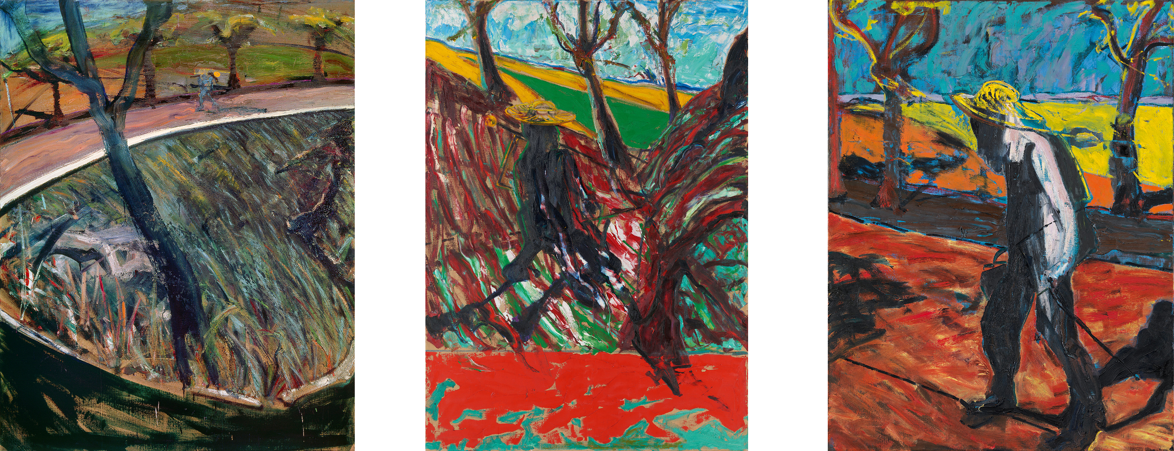 Image: Francis Bacon's three Van Gogh inspired paintings, arranged as hung at Tate Britain: Van Gogh in a Landscape, Study for Portrait of Van Gogh VI, and Study for Portrait of Van Gogh IV, all oil on canvas and completed in 1957. Catalogue raisonné numbers 57–15, 57–14 & 57-12.