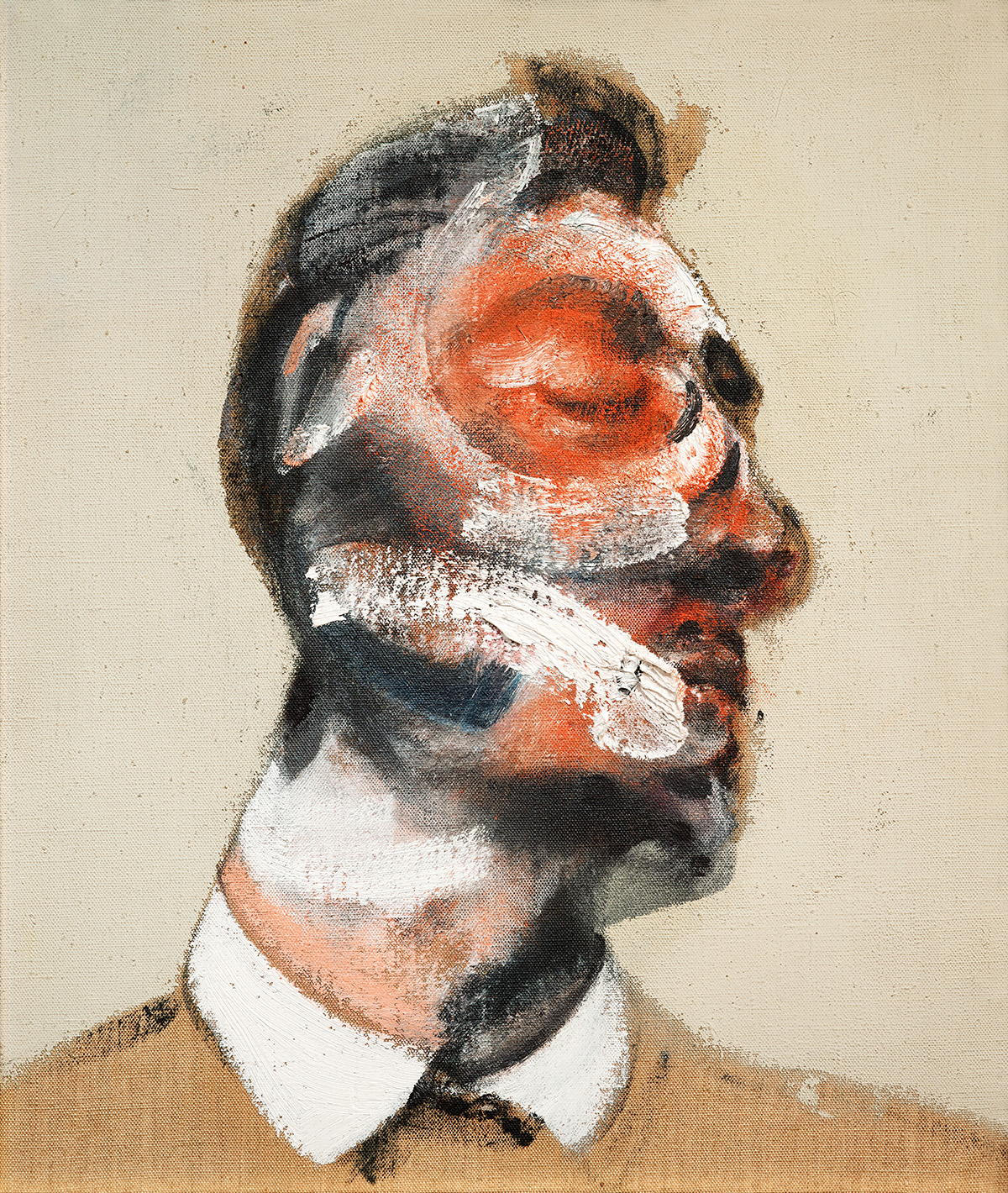 Three Studies for Portrait of George Dyer (on light ground), 1964. Centre Panel. Oil on canvas. CR no. 64-09 Artwork © The Estate of Francis Bacon / DACS London 2022. All rights reserved.