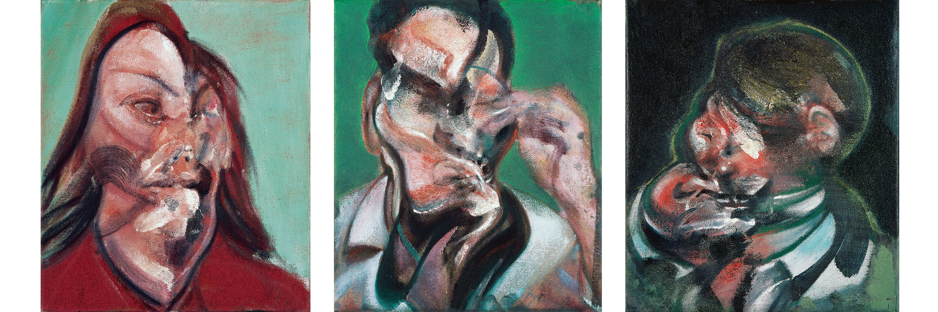 Three Studies for Portraits: Isabel Rawsthorne, Lucian Freud and J. H., 1966. Oil on canvas. CR no. 66-08. © The Estate of Francis Bacon / DACS London 2022. All rights reserved.