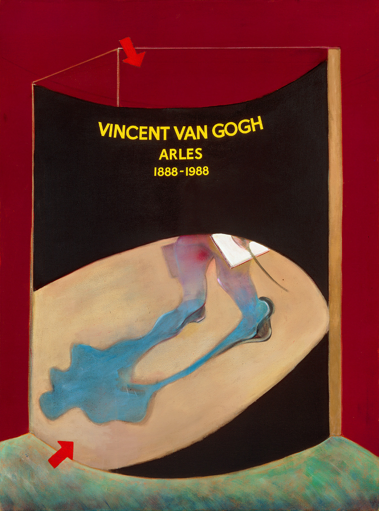 Image: Francis Bacon's painting: Poster for the 1988 Van Gogh Exhibition in Arles, 1985. Oil on canvas, aerosol paint and lettering added by professional signwriter. CR no. 85-02. 