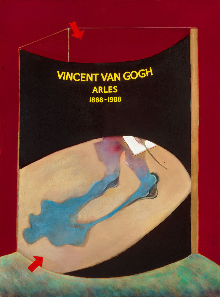 Image: Francis Bacon's painting: Poster for the 1988 Van Gogh Exhibition in Arles, 1985. Oil on canvas, aerosol paint and lettering added by professional signwriter. CR no. 85-02.