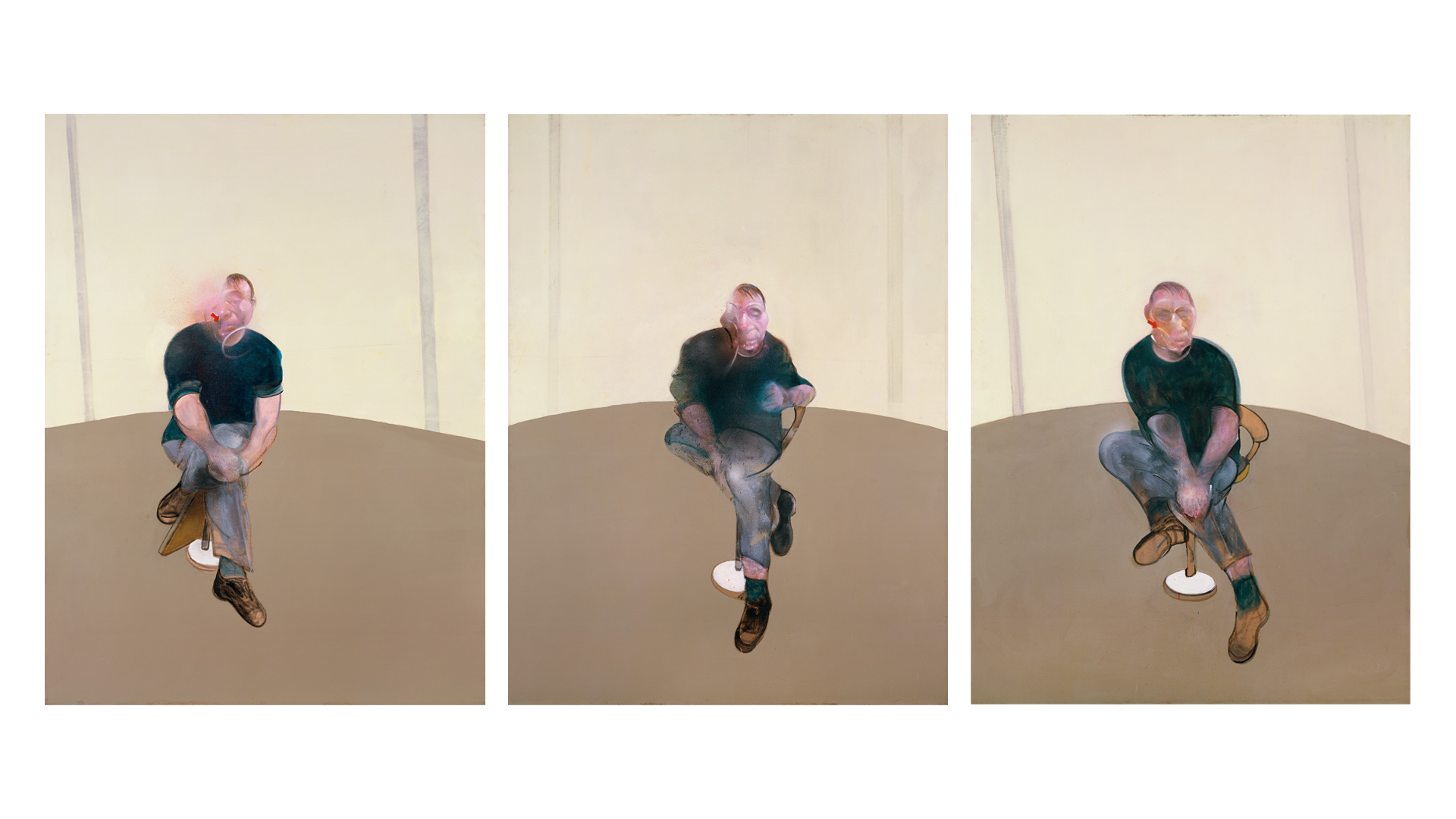 Study for a Self-Portrait, Triptych, 1985-6. Oil and aerosol paint on canvas. CR 86-02. © The Estate of Francis Bacon / DACS London 2020. All rights reserved.