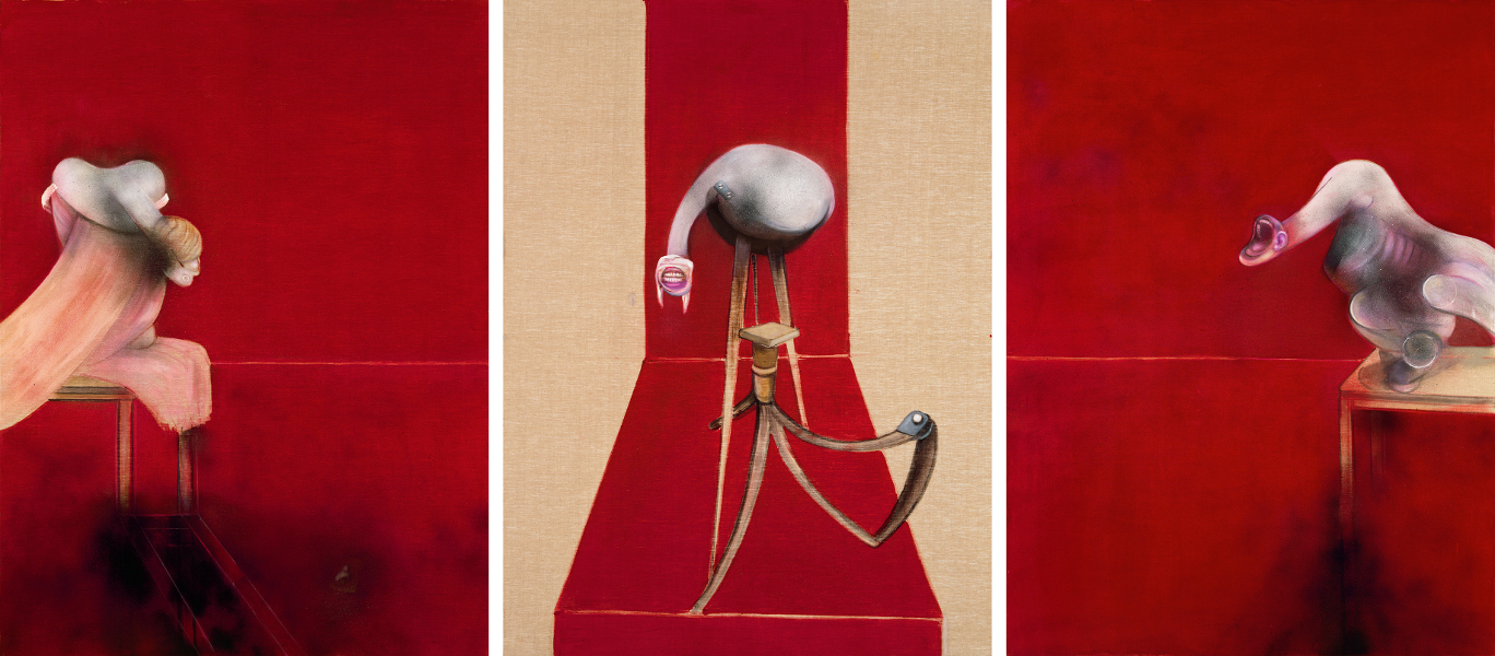 Image: Francis Bacon's oil and aerosol paint on canvas painting: Second Version of Triptych 1944, 1988. CR no. 88-05.