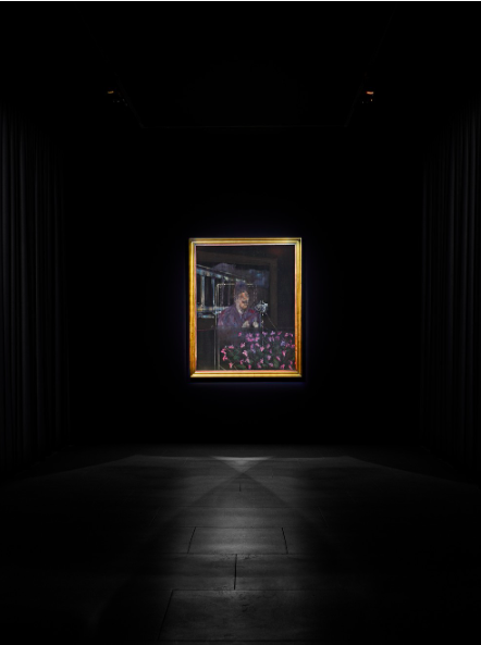 Installation view with Francis Bacon, ‘Landscape with Pope / Dictator’, c. 1946. Oil on canvas. CR no. 46-05 Artwork © The Estate of Francis Bacon / DACS London 2022. All rights reserved. Photo: Prudence Cuming Associates Ltd