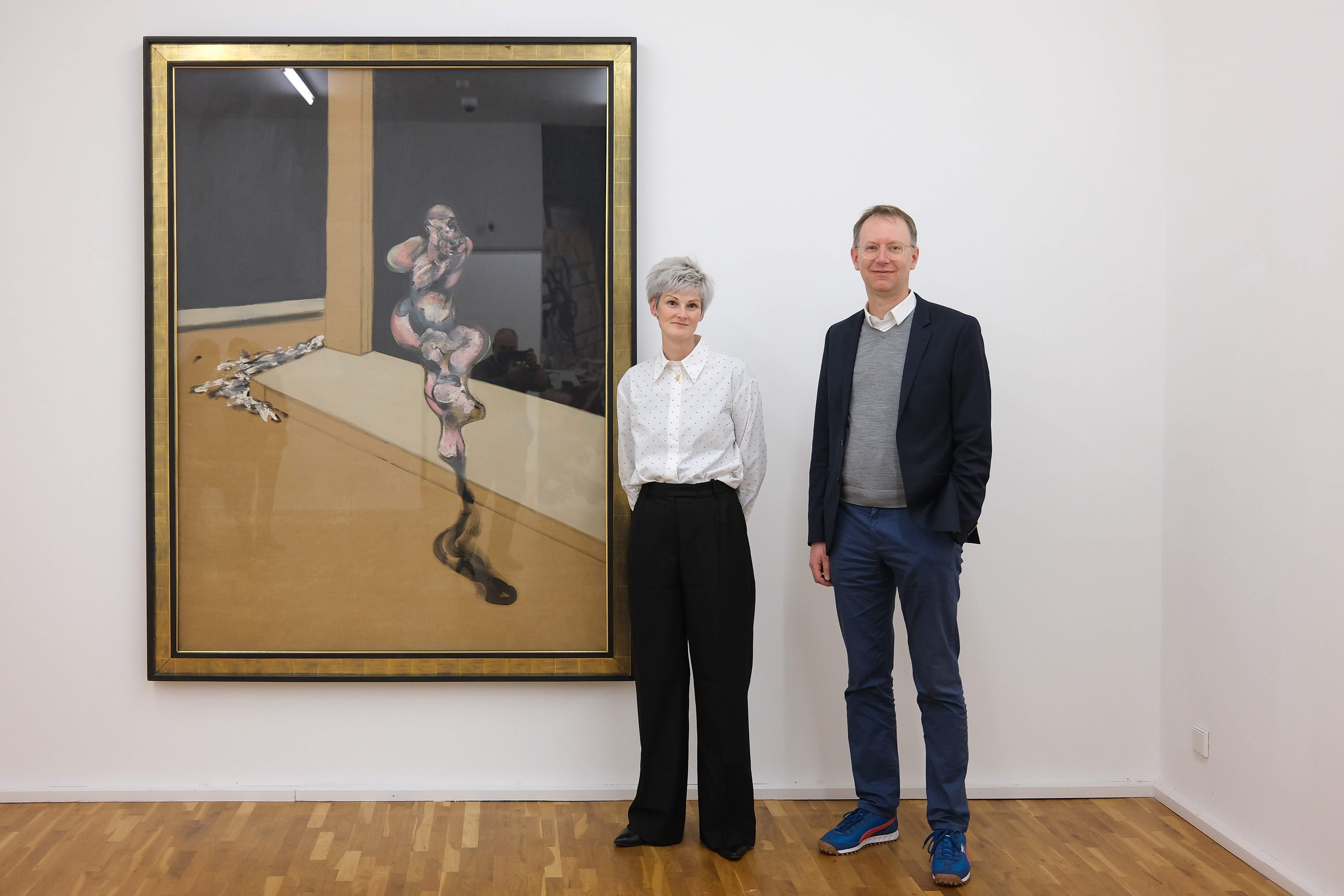 Katharina Günther and Christian Spies with Turning Figure, 1963 at The Museum of Contemporary Art in Siegen. Photo © Carsten Schmale. Artwork © The Estate of Francis Bacon