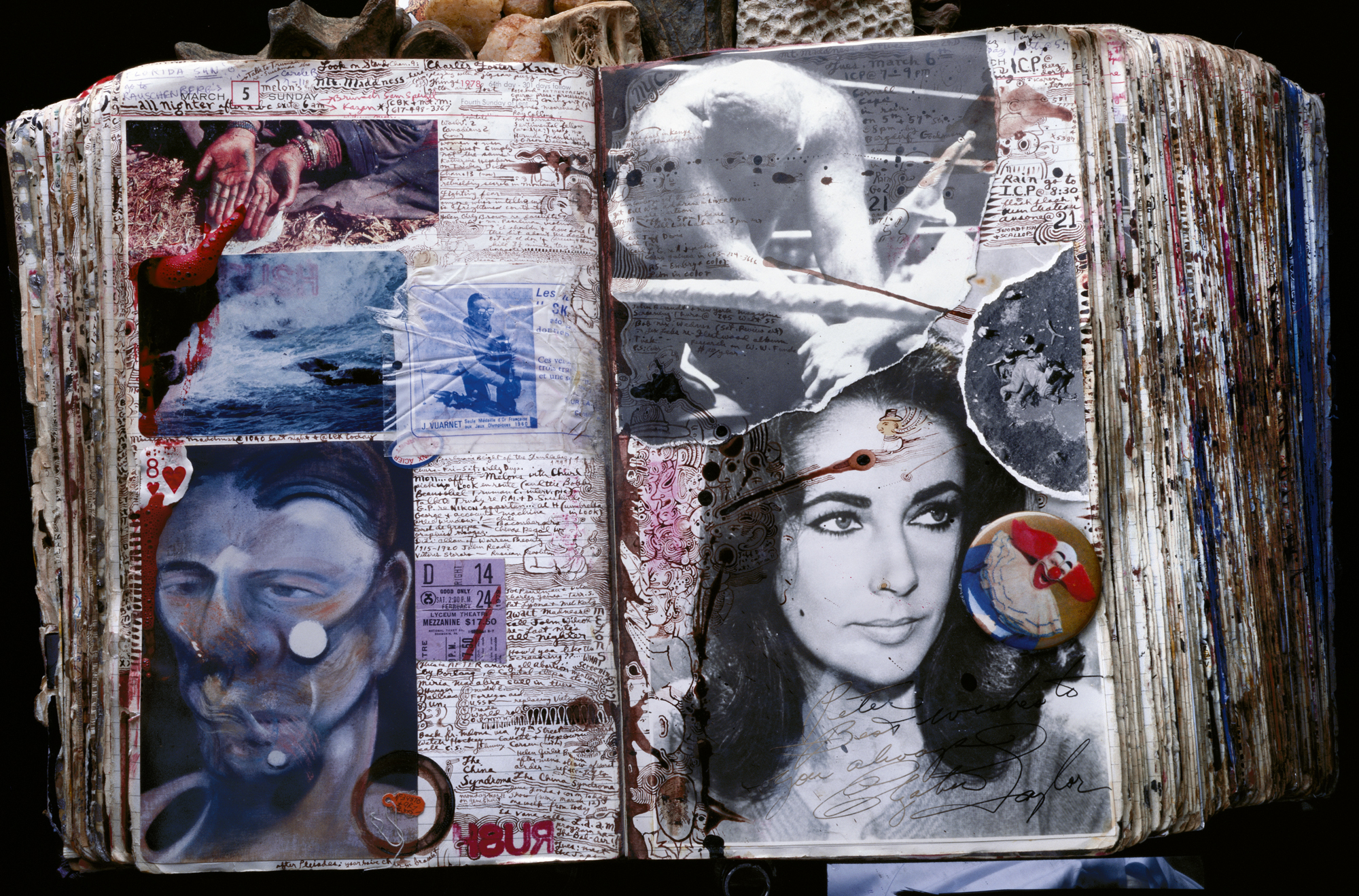 Diary Page: © Peter Beard, page contains reproduction of Francis Bacon, Three Studies for a Portrait of Peter Beard, 1975 (right panel)
