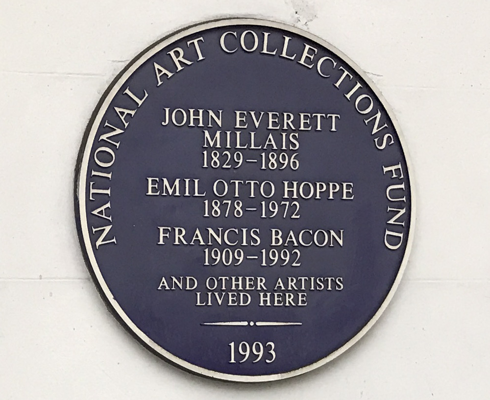 Bacon is presently recognised with a National Arts Trust Fund plaque at former London residence 7 Cromwell Place.