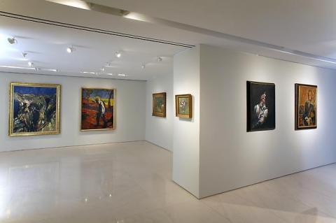 Installation shot from Soutine/Bacon including 56-10 Figure in a Mountain Landscape