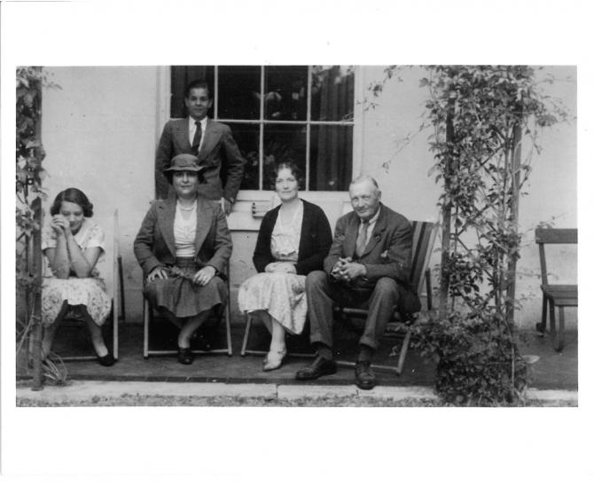 Photograph of Ianthe Bacon, the family's au pair and his mother, Winifred and Edward Bacon