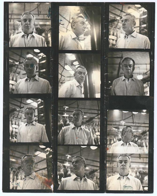 Contact sheet with photographs of Peter Lacy, by John Deakin